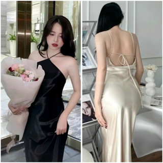 Đầm dự tiệc đầm lụa cổ yếm đuôi cá sexy hở lưng cực tôn dáng cho nữ đi chơi dự tiệc sang chảnh phong cách nữ tính