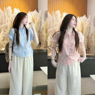 Set đồ nữ - Áo sơ mi caro đũi xốp mix quần đũi vân mây ống rộng huong97.store