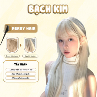 Thuốc nhuộm tóc, Thuốc nhuộm tóc màu Bạch Kim, không tẩy, Merry Hair, tặng kèm oxy trợ dưỡng và bao tay
