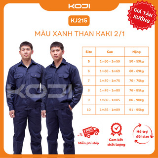 Bộ Quần Áo Bảo Hộ Lao Động KOJI KJ215 Vải Kaki 2/1 Màu Xanh Than Nhẹ Thoáng Mát