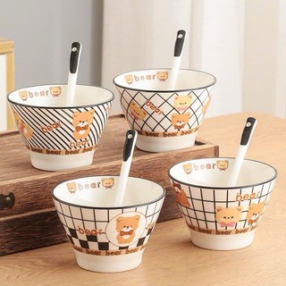 Bát Ăn Cơm, Bát Sứ Gấu Bear Decor Bàn Ăn Đẹp Dễ Thương Dung Tích 420ml