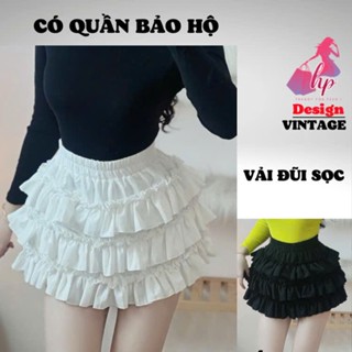  Chân váy 3 tầng viền bèo phom xoè cạp chun sang chảnh váy kiểu đen trắng dáng ngắn phối áo body tôn dáng mùa hè G969 