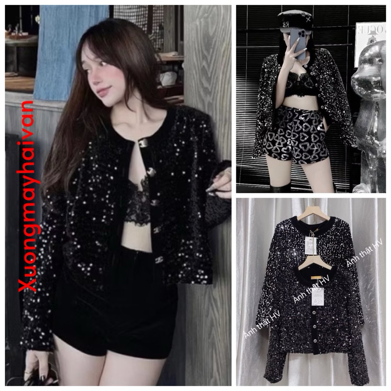  HV- Áo Khoác Nhung Kim Sa 2 Lớp Trẻ Trung Sang Trọng size s m 