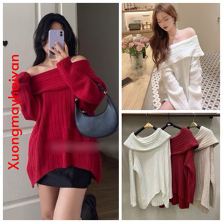  Hv -Áo Len Trễ Vai Mặc 2 Kiểu Siêu Hot dáng chùm mông 