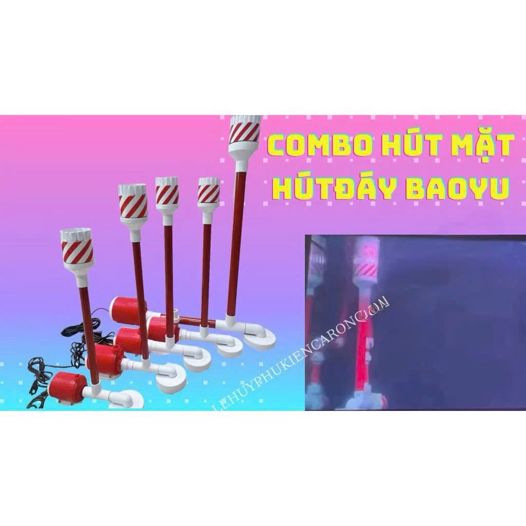 Combo Hút Mặt Hút Đáy Bơm BAOYU - KAOKUI Cho Hồ Cá Cảnh Từ 102 Tới 107