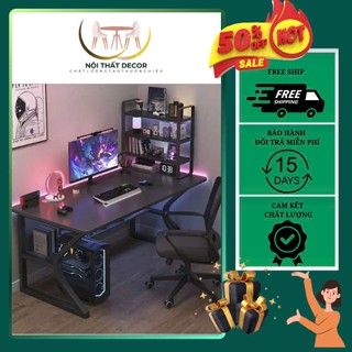 Bàn game gaming mặt gỗ chân sắt đặc biệt, KC bàn để máy tính , làm việc có kệ sách.
