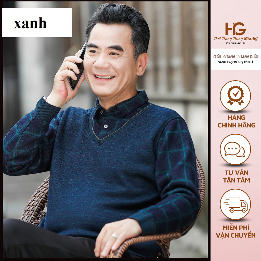 Áo Ấm Cho Bố Cho Ông Lót Nỉ - Áo Nam Trung Tuổi Siêu Ấm Tặng Ông Tặng Bố - Thời Trang Trung Niên HG (M108)