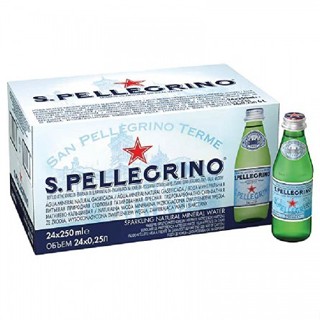 Thùng nước khoáng có ga tự nhiên San Pellegrino 250ml x 24 chai (chai thủy tinh)