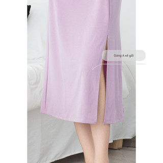 Đầm bầu hai dây 4 mùa, basic dáng A xẻ gối Snugg - SNU2150