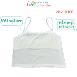 Áo lá bé gái Gee hai dây form dài, dây mảnh, áo lót nữ học sinh vải sợi tre size 20-50kg, mềm mịn, thấm hút, co giãn