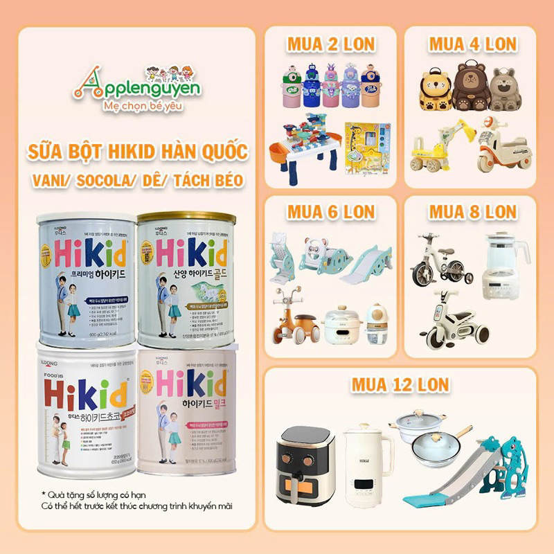[Date Mới Nhất] Sữa Bột Hikid Đủ Các Hương Vị Cho Bé (Dê/Vani /Tách Béo /Socola)