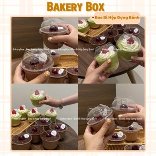 Ly Nhựa 300ml Đựng Bánh Mousse, Tiramisu Kèm Nắp Gấu Hoặc Nắp Cầu (95)