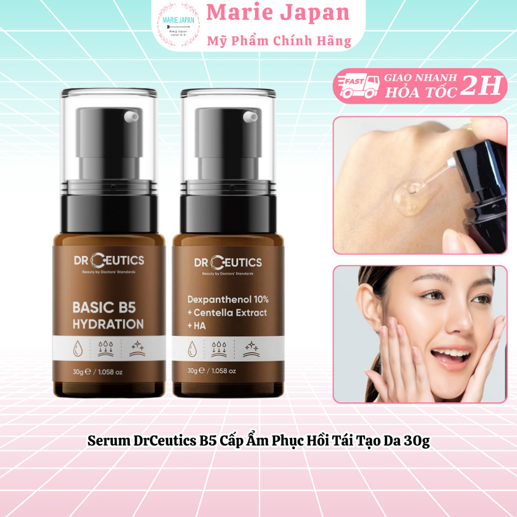 Serum DrCeutics B5 Basic Hydration 5% B5 Dexpanthenol 10% Cấp Ẩm Phục Hồi Tái Tạo Da Chai 30g