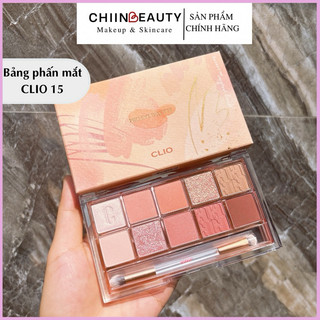  Có kèm cọ mắt - Bảng phấn mắt CLIO màu số 15 Eye Palette tone Spring Sunshine on Canvas cam hồng đào 