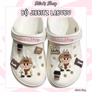 Bộ Sticker dẻo LA-BU-BU trang trí dép lỗ, Dép Sục,dép Tổ Ong...Sẵn nút