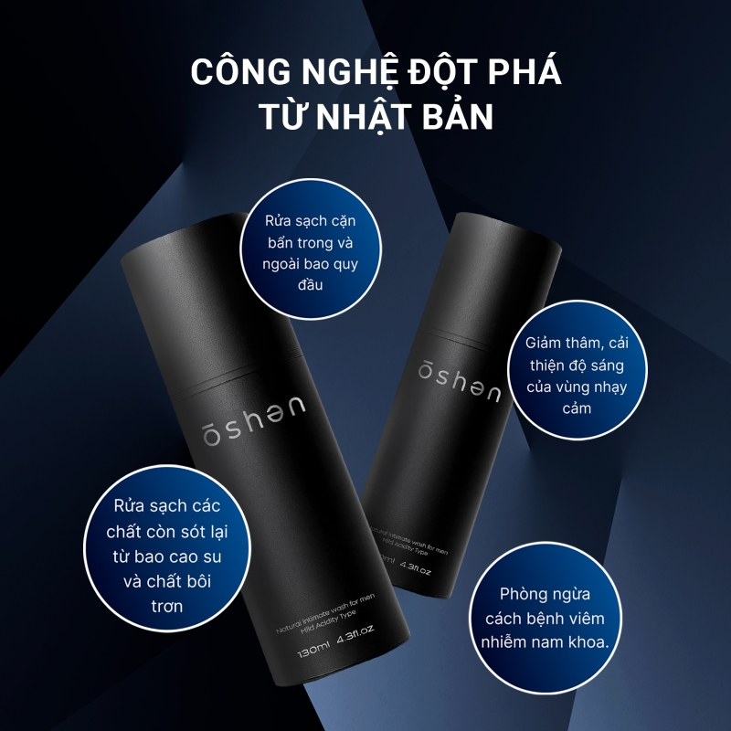 Dung dịch vệ sinh nam giới OSHEN JAPAN Natural dạng xịt tạo bọt kháng khuẩn Nhật Bản130ml