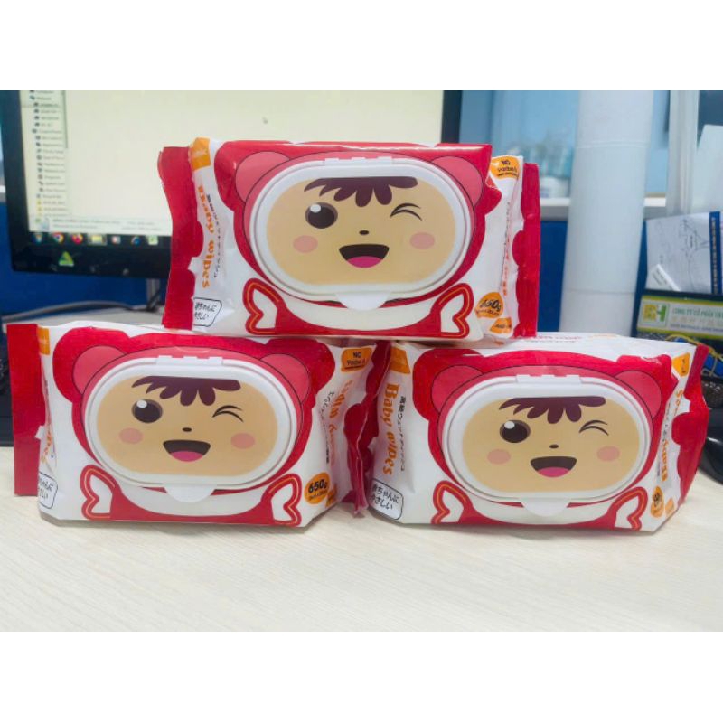 Khăn ướt không mùi Baby Wipes 650g khổ lớn, an toàn cho da