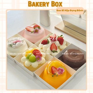 100 Hộp Giấy Vuông Trắng Đựng Sandwich, Su Sing, Donut, Crepe Pudding (E118)