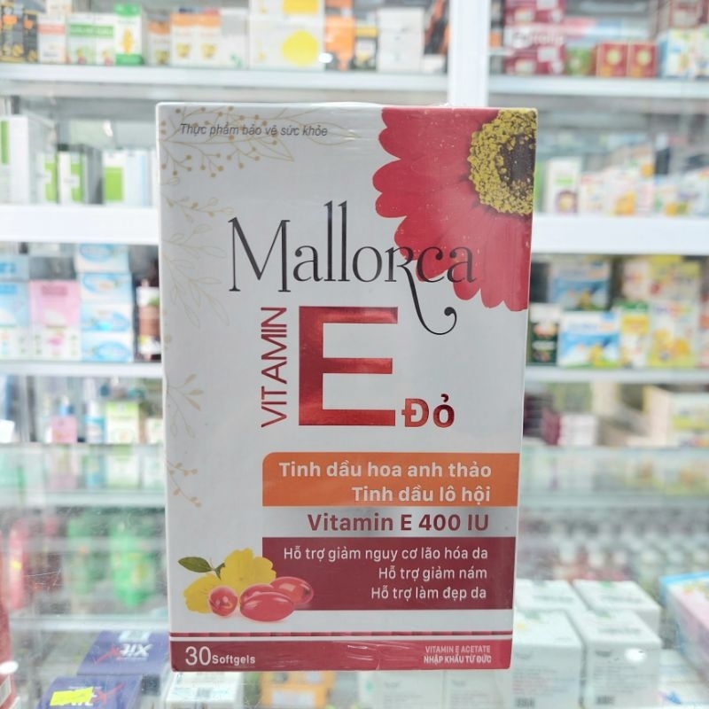 Vitamin E đỏ_Tinh dầu hoa anh thảo, tinh dầu lô hội, vitamin E 400 IU