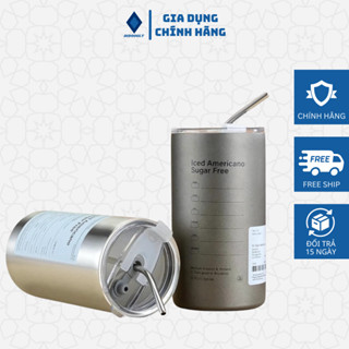Bình đựng nước giữ nhiệt Iced Americano tặng kèm ống hút dung tích 600ml,Tiện Lợi DIDOOGLT