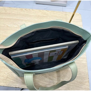 Mã A9 túi xách tote da Pu size 32 thêu gấu dễ thương 3 ngăn( Ảnh thật)