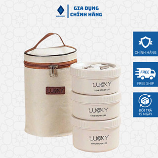 Hộp đựng cơm giữ nhiệt DIDOOGLT - Hộp cơm văn phòng cách nhiệt 3 tầng bằng thép không gỉ 304 cao cấp