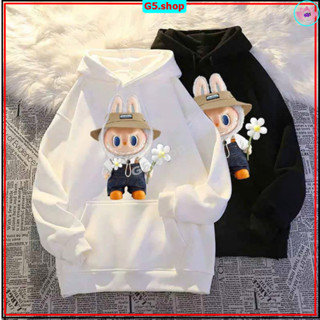 Áo hoodie nữ nam đi nắng cặp đôi hotrend 2025 nón hai lớp in hình hoạt hình LABUBU cá tính dễ thương năng động