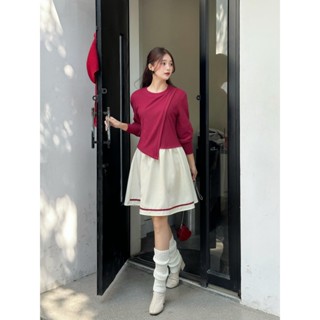 Đầm phối đỏ trắng dễ thương SOBIN Big Size, đầm nữ DV048