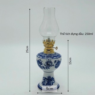 Đèn Thờ Dầu Men Xanh Lam – Chợ Sứ Bát Tràng (Hàng Loại 1)