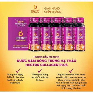COMBO 5 HỘP TPBVSK NƯỚC NẤM ĐÔNG TRÙNG HẠ THẢO HECTOR COLLAGEN PLUS (50 chai)-Chính Hãng
