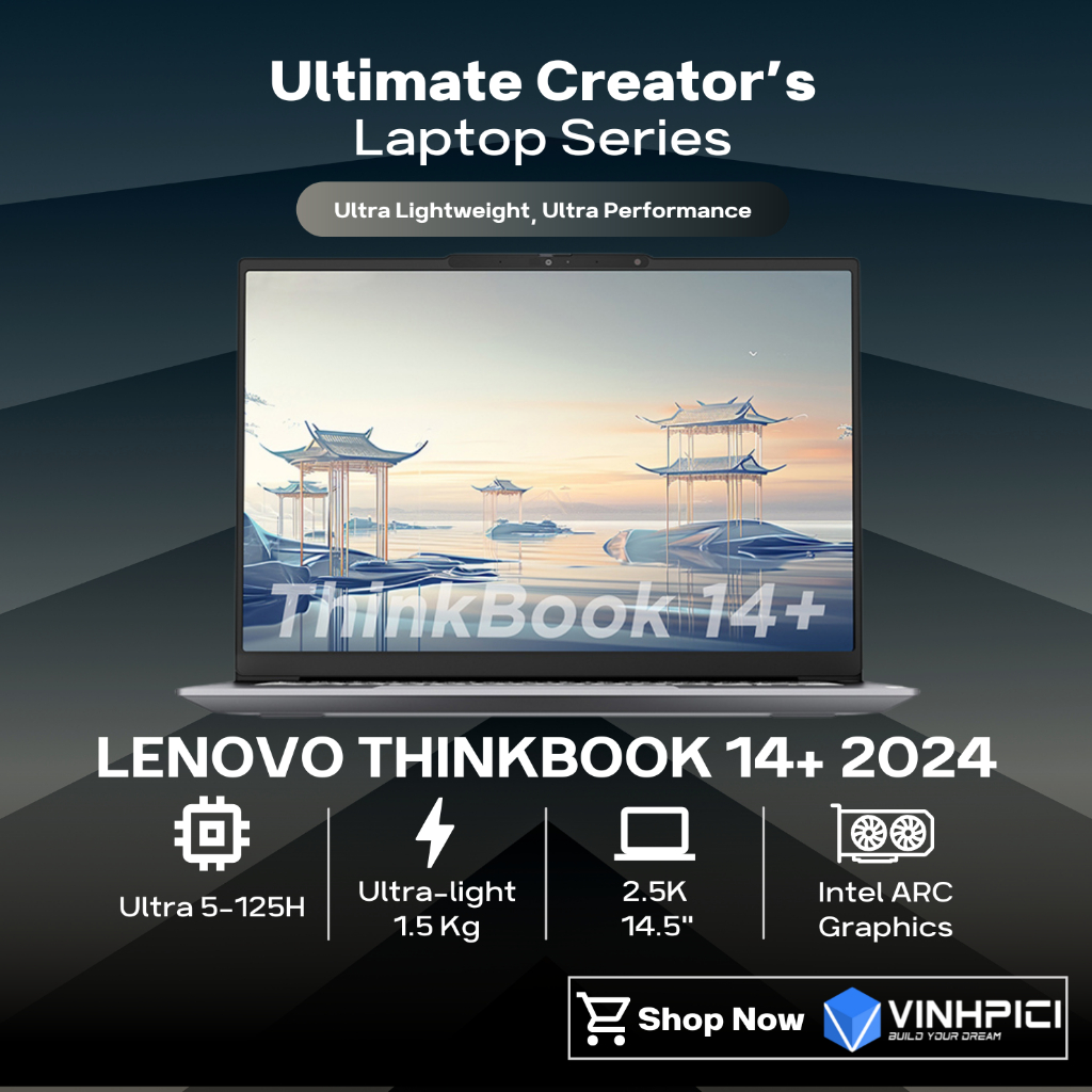 Laptop Lenovo Thinkbook 14+ 2024 (Ultra5-125H/ Intel ARC/ Ram 16GB/ SSD 512GB/ 14" 2.5K 90Hz)