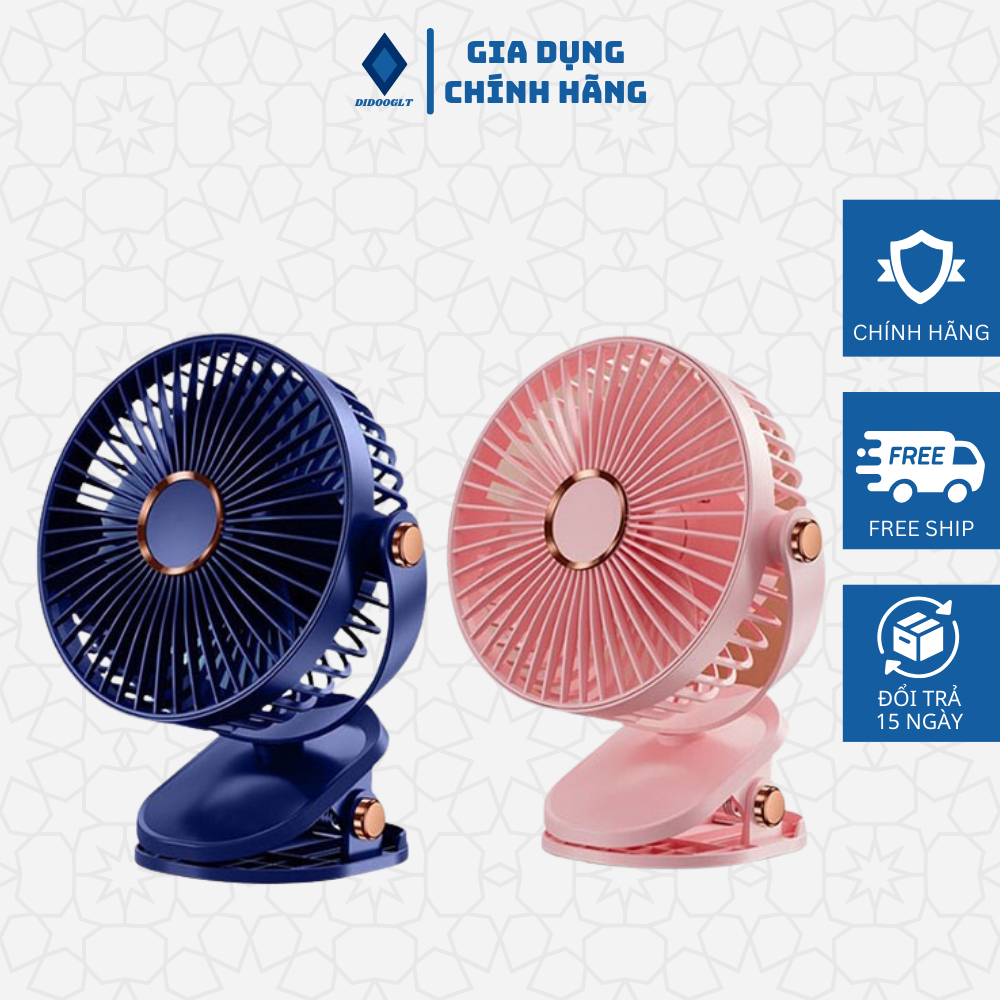Quạt kẹp bàn mini 5 mức độ DIDOOGLT có đèn led, xoay 360 độ,dung lượng 10000 MAH Nhỏ Gọn