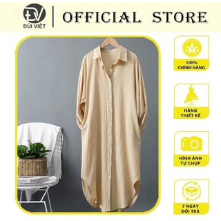 Đầm trung niên nữ dáng suông , Váy linen nữ tay lỡ DA212 Be