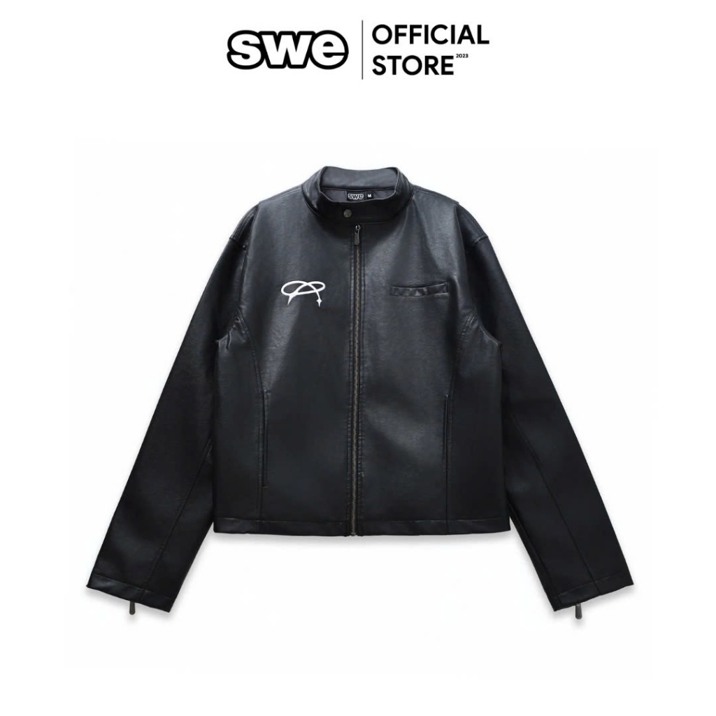 Áo Khoác Da Unisex Local Brand SWE INFINITY LEATHER JACKET - Đen