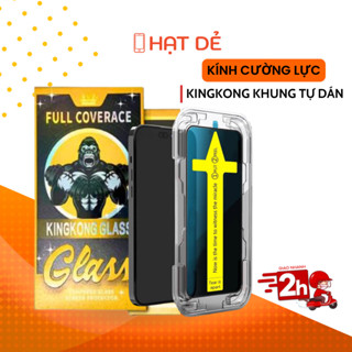 Kính Cường Lực King Kong Full Màn Hình Có Khung Hỗ Trợ Dán Dành cho IP X/Xs/XR/XS Max/11/12/13/14/15/16/Pro/Plus/Pro Max