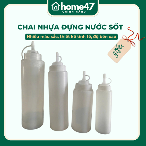 Combo 10 Chai nhựa đựng nước tương, nước sốt, tương ớt,sữa đặc, mứt pha chế nhiều kích cỡ
