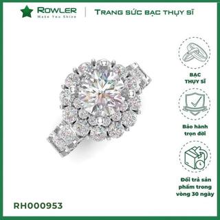 Nhẫn nữ Royal bạc Thụy Sỹ đính full đá Moissanite viên chủ tròn 7.0ly cao cấp ROWLER RH000953 