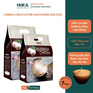 Combo 2 Túi Cà phê Cappuccino Sữa Dừa Cafe hoà tan Hạt A Cafe (túi 30 gói x 18g)
