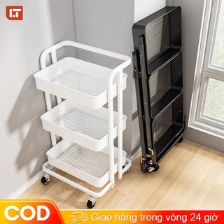   100% sắt  Xe đẩy spa 3 tầng giá rẻ Kệ Bỉm sữa gâp gọn kệ xe đẩy có bánh xe Thích hợp cho nhà bếp phòng ngủ phòng tắm 