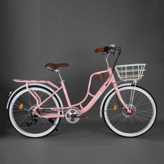 Xe Đạp Nữ TAIK, xe dạp mini nữ Kiểu Dáng Thời Trang Vành 24,26inh Bộ Đề 7 Cấp + giỏ xe