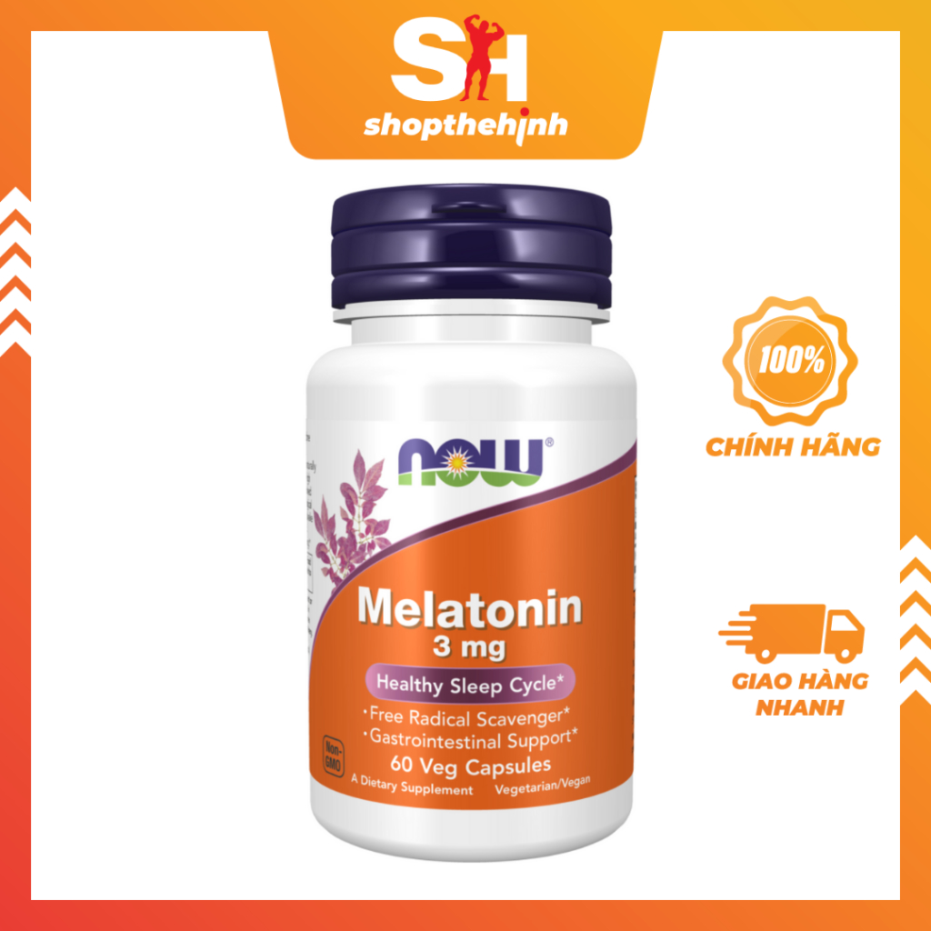 Now Melatonin 3mg - Viên Uống Cải Thiện Giấc Ngủ, Giúp Ngủ Sâu, Tăng Cường Sức Khỏe.