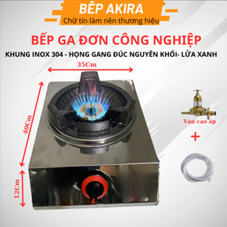 Bêp ga đơn công nghiệp cao câp+ van dây / khung inox 304, khiềng đúc, ngon lửa xanh tiết kiệm ga
