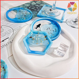 Khuôn Silicon Sóng Biển Coaster Khuôn Tròn Vuông Lục Giác