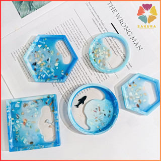 Khuôn Silicon Sóng Biển Coaster Khuôn Tròn Vuông Lục Giác