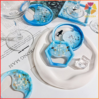 Khuôn Silicon Sóng Biển Coaster Khuôn Tròn Vuông Lục Giác