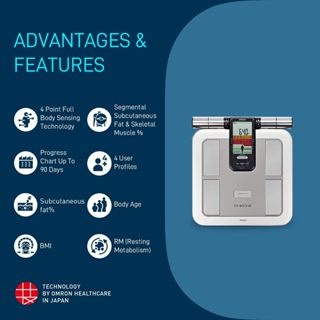 Máy đo thành phần cơ thể & lượng mỡ OMRON HBF-375 đo chỉ số mỡ cơ thể, mỡ nội tạng, cơ xương, chính xác với 8 cảm biến