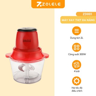 Máy xay thịt mini ZOLELE ZD002 2L  xay đá nhuyễ, cối xay thủy tinh, lưỡi thép không gỉ - Chính hãng