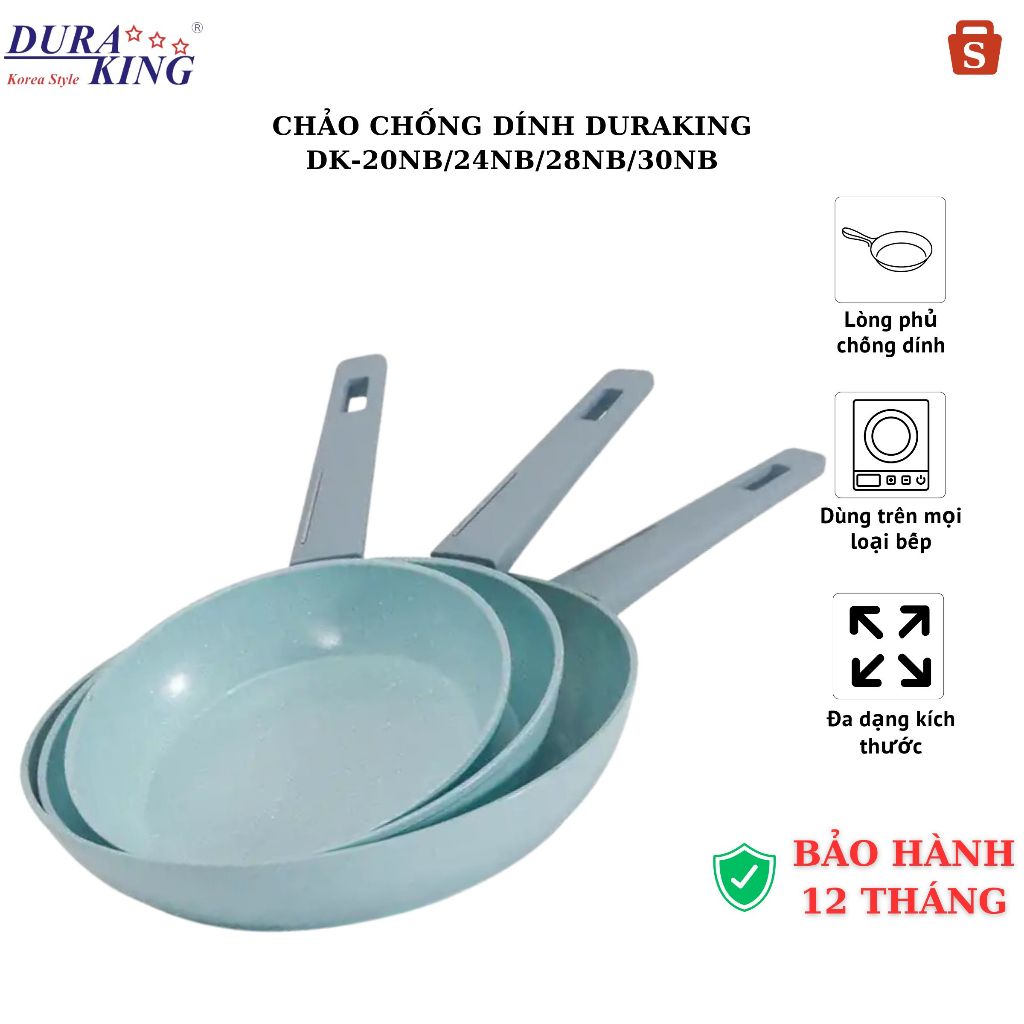 Chảo hợp kim (chống dính Gốm) thương hiệu DURAKING, model DK- 20NB/DK- 24NB/DK- 28NB/DK- 30NB
