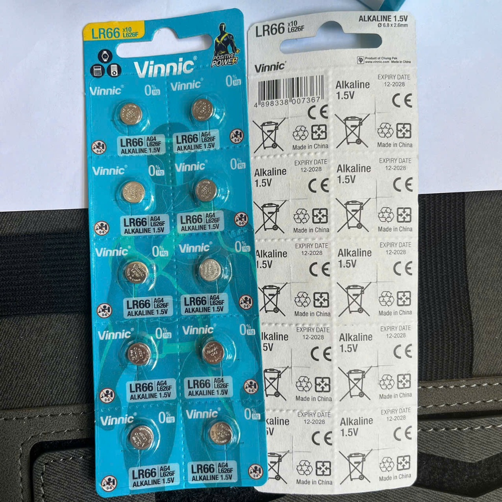 Combo GIÁ RẺ Vỉ 10 viên pin Vinnic L626F LR66 AG4 SR626SW 626 377 - Pin đeo tay thông dụng