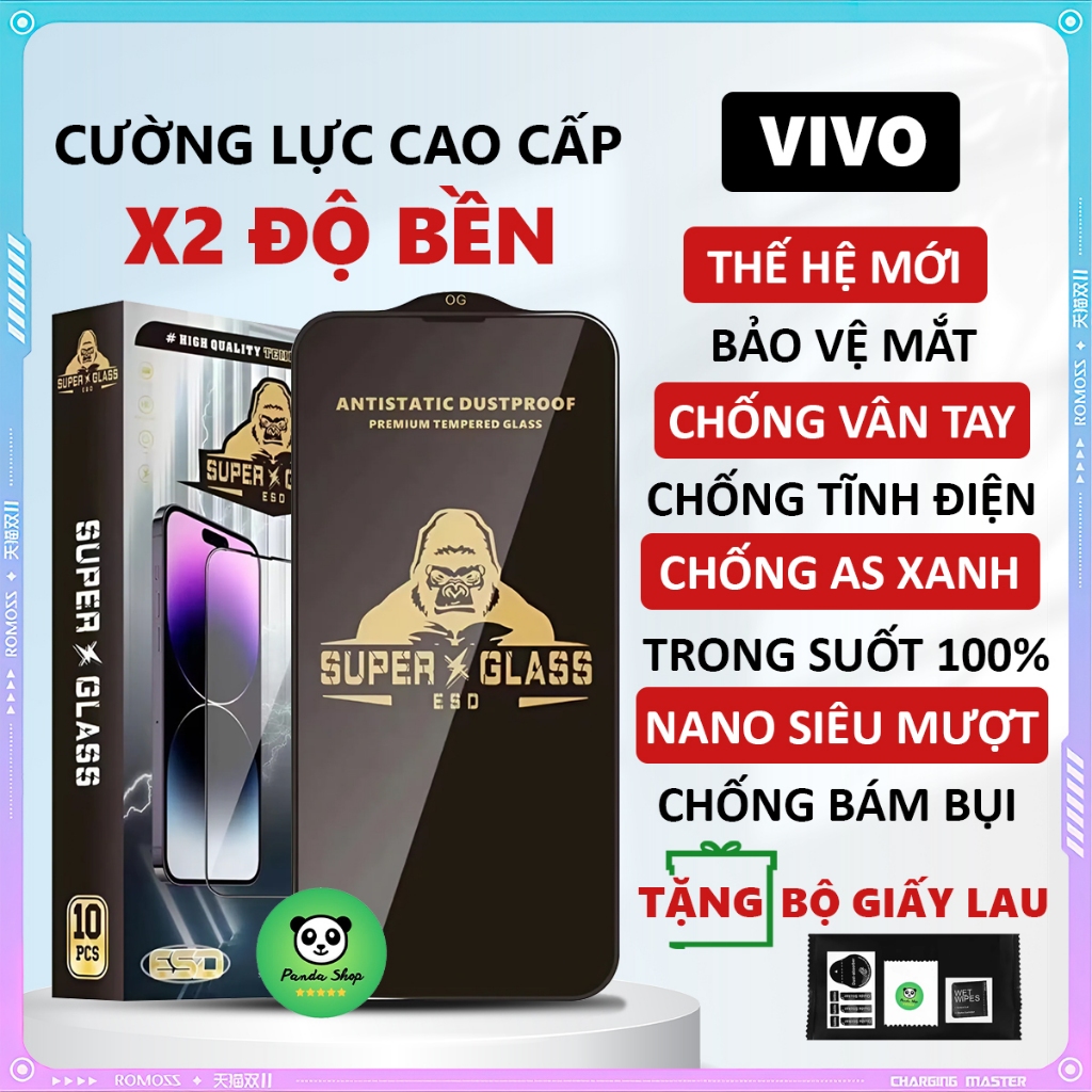 Kính cường lực Vivo IQOO Z9, Z9X, Z9 TURBO full màn thế hệ mới